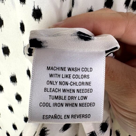 Charter Club White Black Polka Dot Long Sleeve Button Blouse - Picture 7 of 8